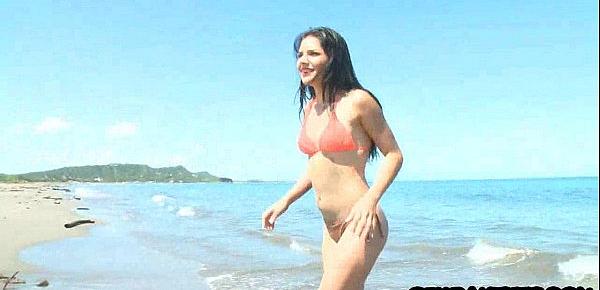  Tiny latina teen babe gets fucked on beach 16